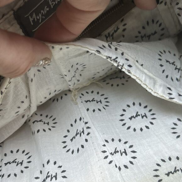 Myra Sand Weaver Upcycled Rug Canvas Leather Crossbody Bag Boho Southwest - Picture 10 of 10